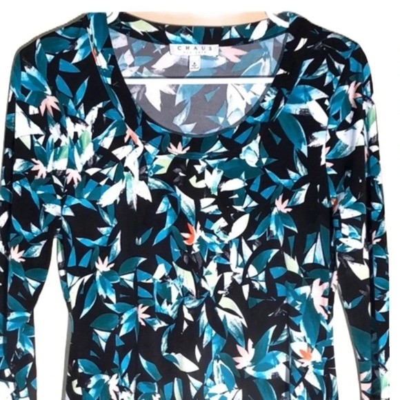 CHAUS NEW YORK EUC WOMENS BLUE WHITE TOP SHIRT BLOUSE SUMMER CASUAL TOPS SIZE S - Picture 4 of 5